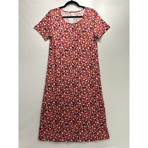 West Loop Womens Short Sleeve Maxi Dress Pink Multicolored Dots Medium NWT Retro